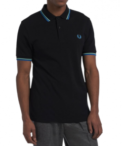 Fred Perry - Twin Tipped Poloshirt - Zwart/ Wasabi/ Vintage Blauw